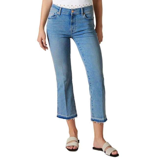 7 For All Mankind Blue Slim Illusion Crop Boot Stretch Jeans