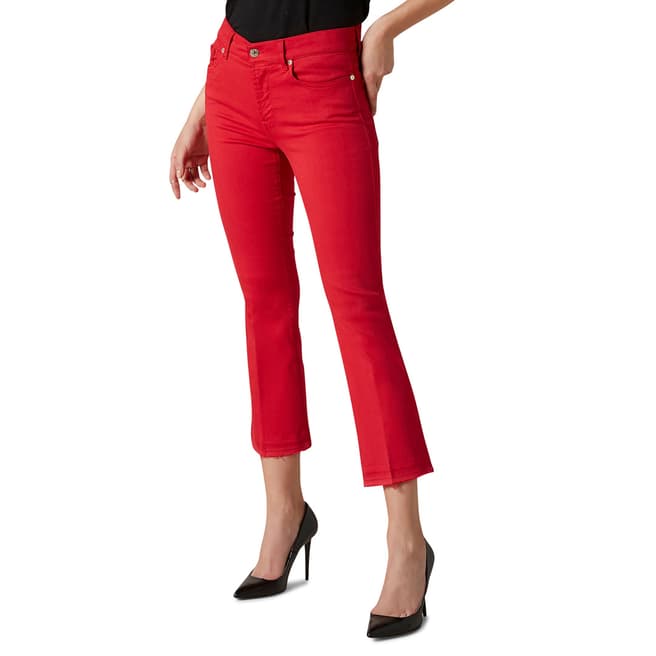 7 For All Mankind Red Slim Illusion Crop Boot Stretch Jeans