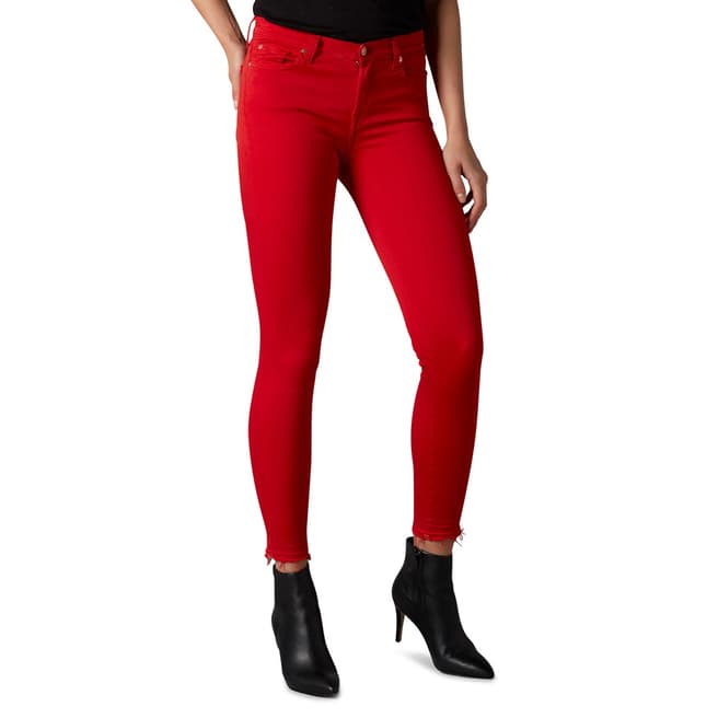 7 For All Mankind Red Skinny Illusion Crop Stretch Jeans