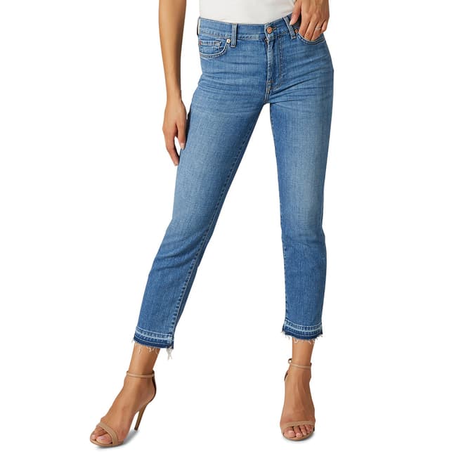 7 For All Mankind Blue Roxanne Unrolled Stretch Jeans