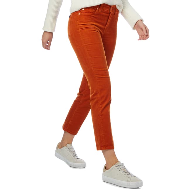 7 For All Mankind Red Cropped Straight Stretch Jeans