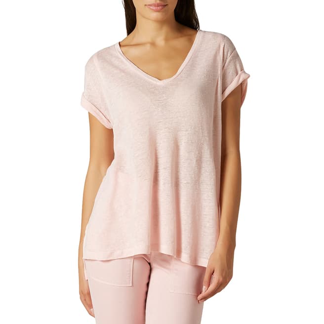 7 For All Mankind Pink Linen T-Shirt