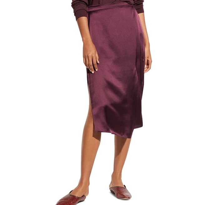 Vince Purple Silk Draped Panel Skirt