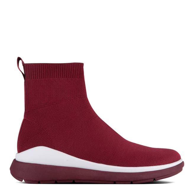 FitFlop Berry Red Rapid Luxe Knit Sock Boots