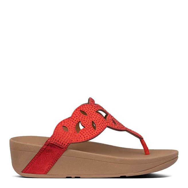 FitFlop Red Elora Crystal Toe Thong Sandal