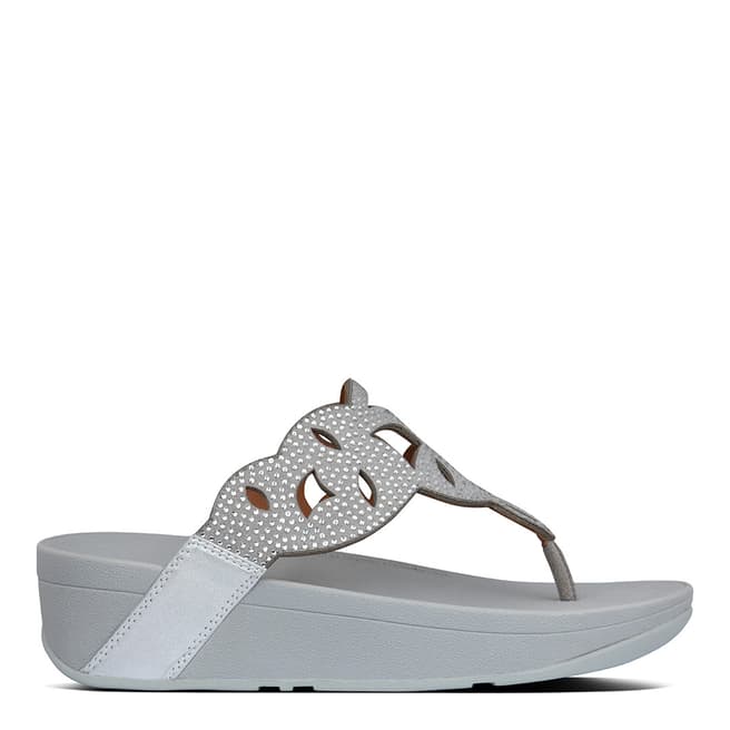 FitFlop Silver Elora Crystal Toe Thong Sandal