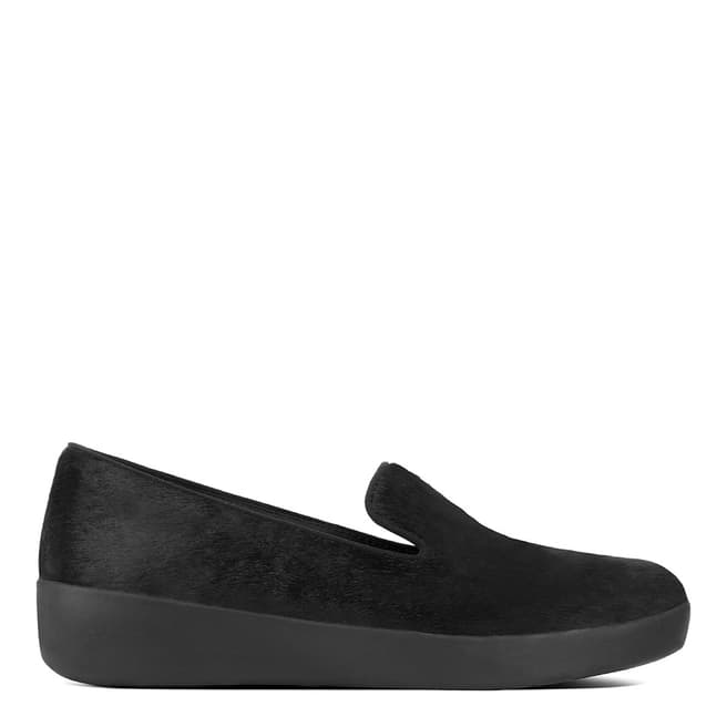 FitFlop Black Audrey Faux Pony Smoking Loafers
