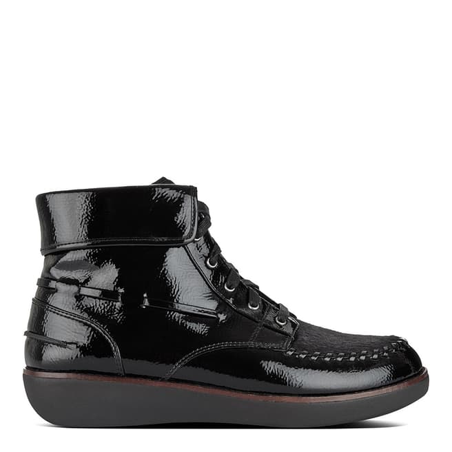 FitFlop Black Gianini Lace Up Patent Boots