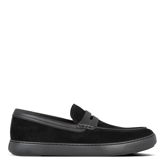 FitFlop All Black Boston Suede Mix Penny Loafers