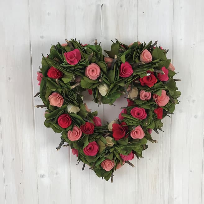 The Satchville Gift Company Heart Wreath With Coloured Lowers