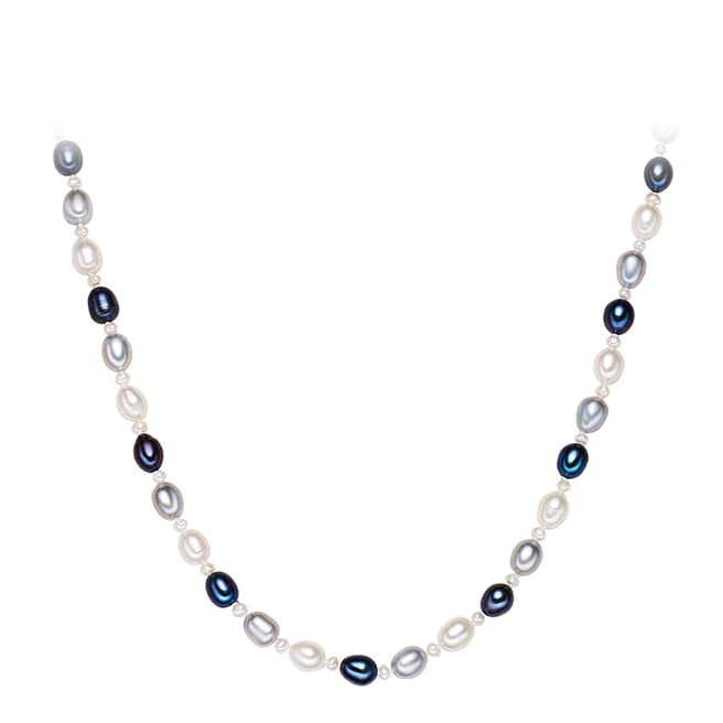 Yamato Pearls Silver/White/Light Grey/Blue Pearl Necklace