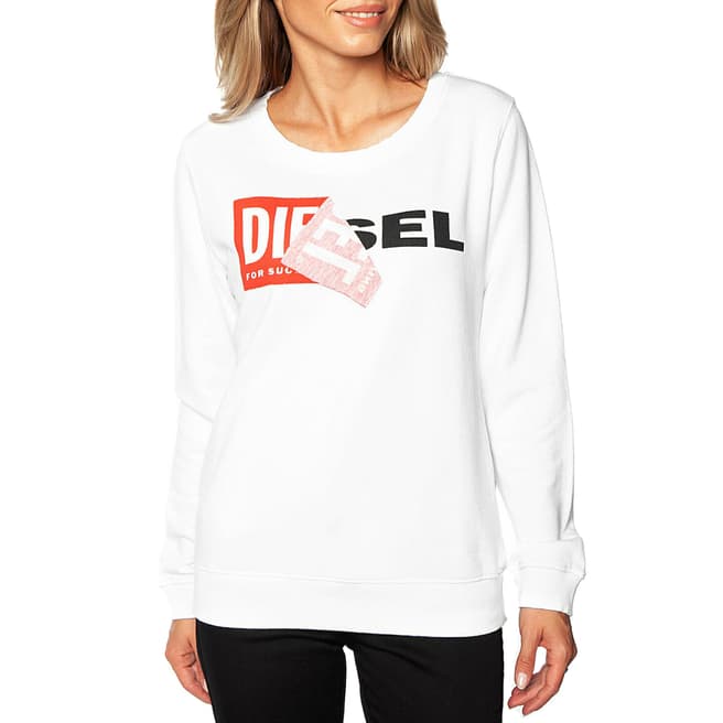Diesel White Dial Logo Cotton Sweatshirt