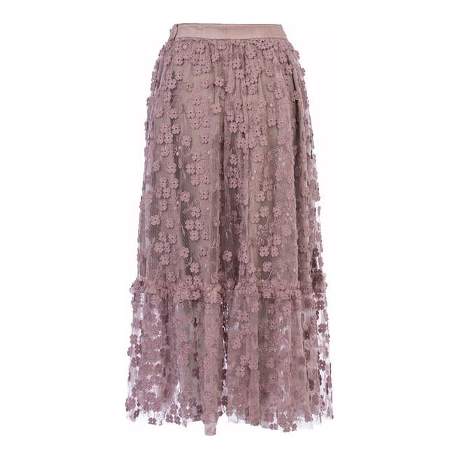 French Connection Pink Caballo Lace Midi Skirt