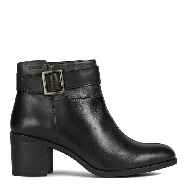 Geox Black Asheel Leather Heeled Ankle Boots