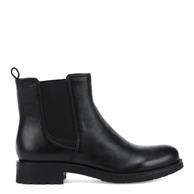 Geox Black Leather Rawelle Slip On Ankle Boots