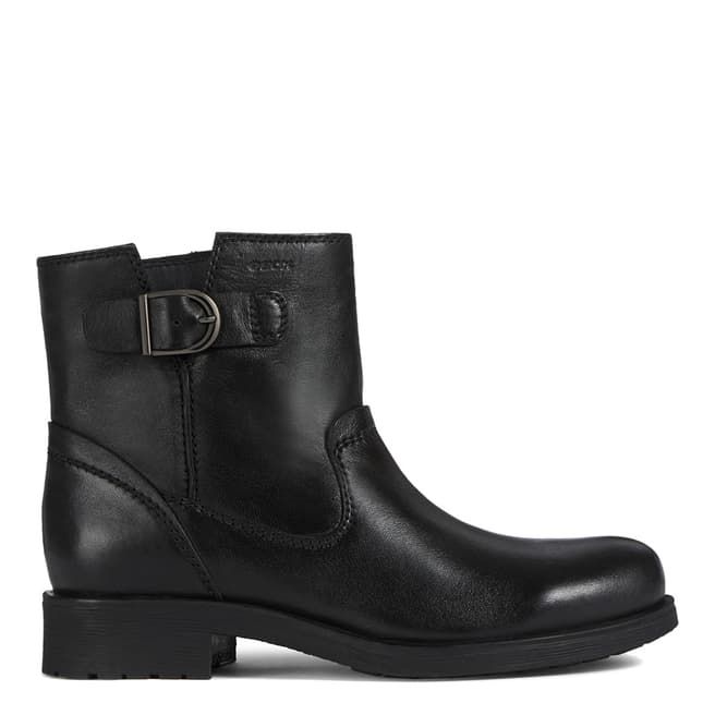 Geox Black Rawelle Leather Ankle Boots