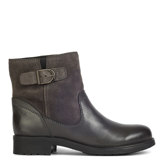 Geox Anthracite Rawelle Leather & Suede Ankle Boots