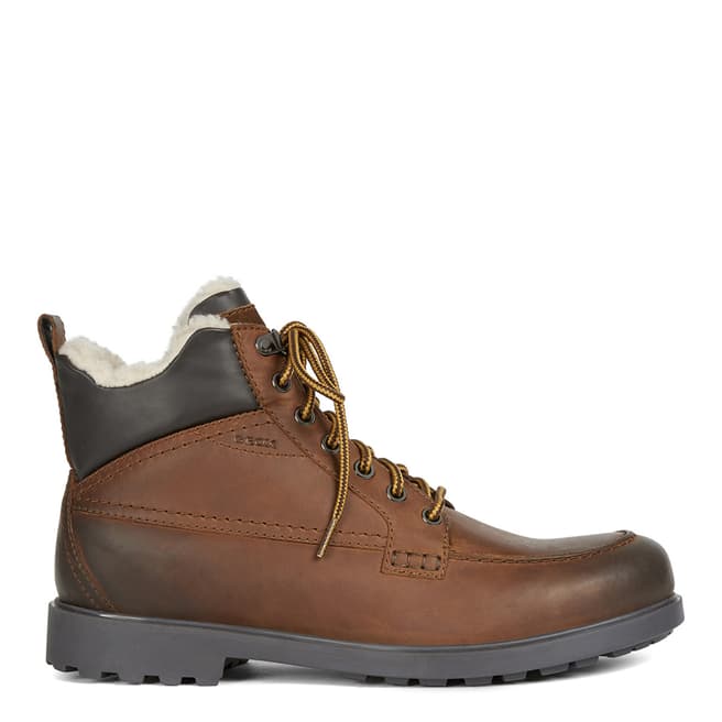 Geox Brown Lace Up Leather Ankle Boots
