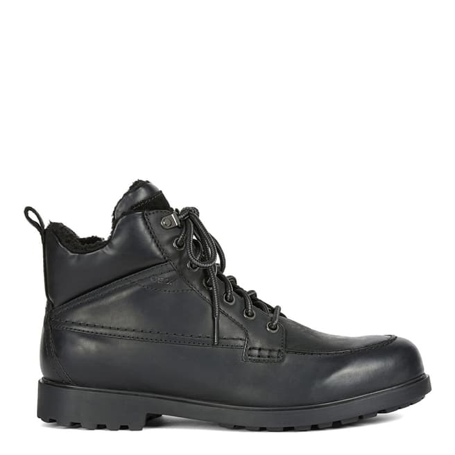 Geox Black Lace Up Leather Ankle Boots