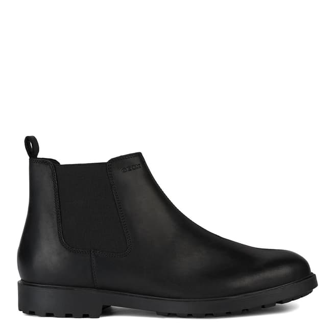 Geox Black Rhadalf Leather Ankle Boots