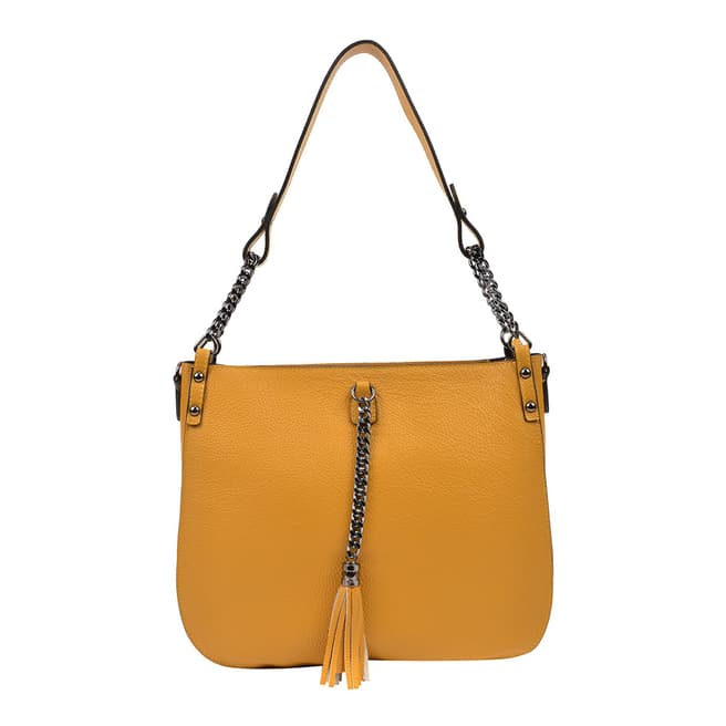 Carla Ferreri Yellow Leather Shoulder Bag