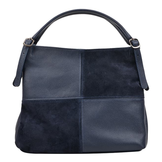 Carla Ferreri Navy Leather Shoulder Bag