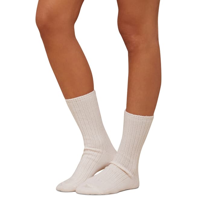 N°· Eleven Cream Cashmere Ribbed Bed Socks