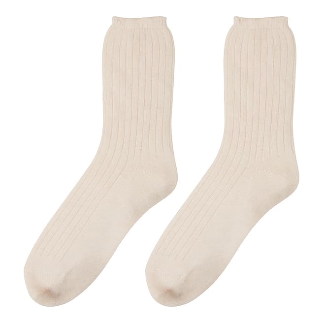 N°· Eleven Creamy Pink Cashmere Ribbed Bed Socks