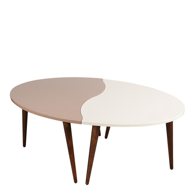 Decortie Oval Coffee Table 2 Piece - Cream/Cappuccino