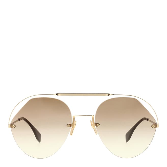 Fendi Women's Gold/Light Brown Fendi Sunglasses 57mm