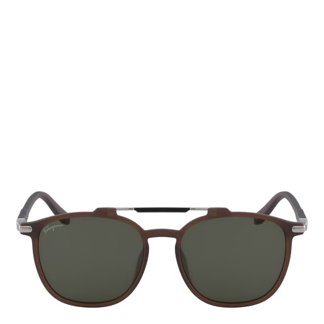 Ferragamo Brown Rectangle Sunglasses