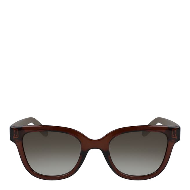 Ferragamo Dark Brown Modified Rectangle Sunglasses