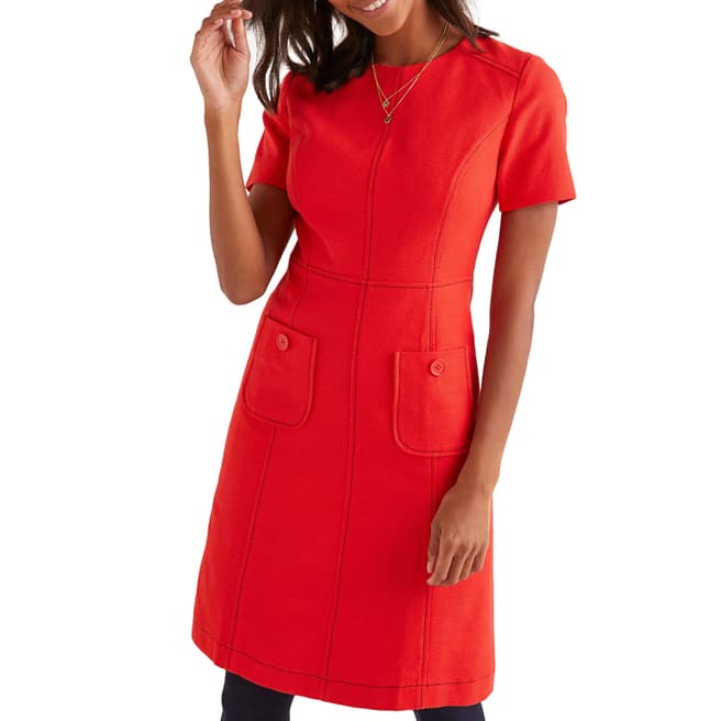 Boden Red Clara Textured Dress