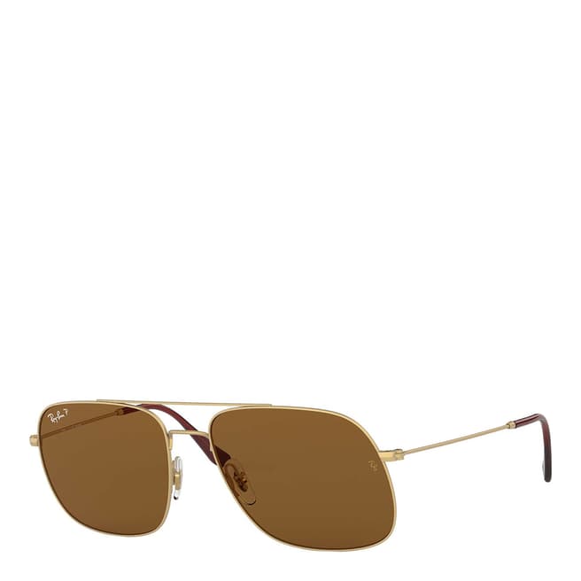 Ray-Ban Men's Gold/Polarized Brown Ray-Ban Sunglasses 59mm