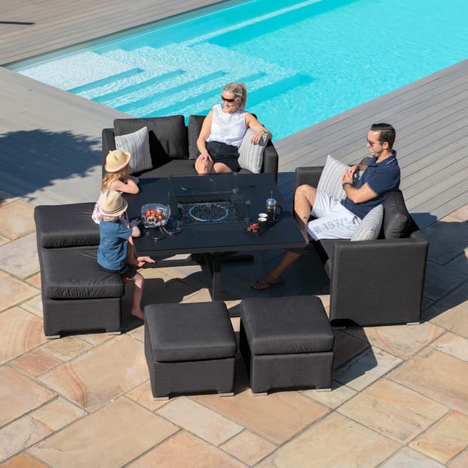 Maze SAVE £840 - Fuzion Cube Sofa Set with Fire Pit, Charcoal