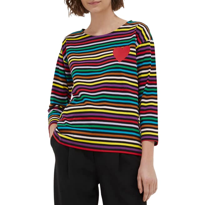 Chinti and Parker Multi Striped Heart T-Shirt