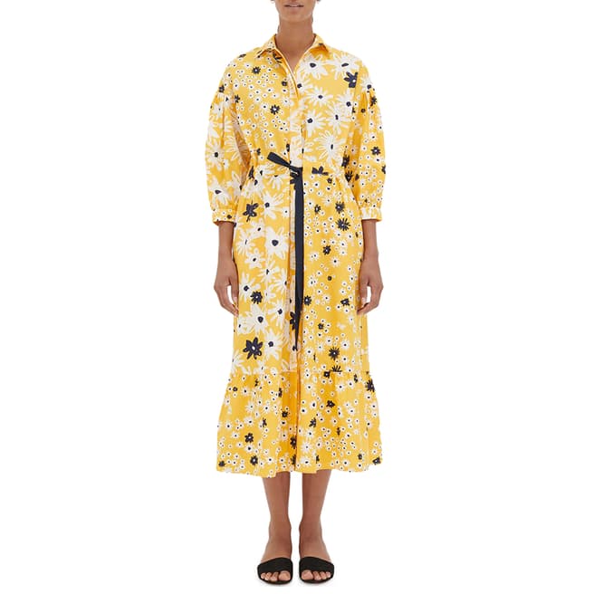 Chinti and Parker Yellow Meadow Silk/Cotton Dress