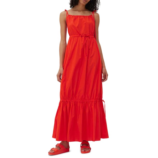 Chinti and Parker Red Cotton Drawstring Sundress