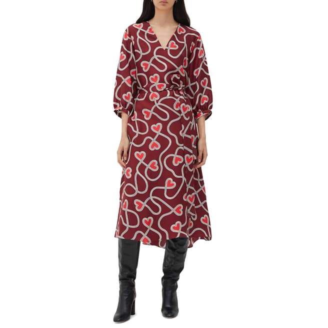 Chinti and Parker Berry Anni Heart Silk Dress