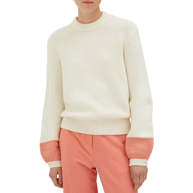 Chinti and Parker Cream/Dusty Rose Cashmere/Wool Blend Sweater