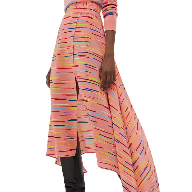 Chinti and Parker Dusty Rose Verticals Silk Skirt