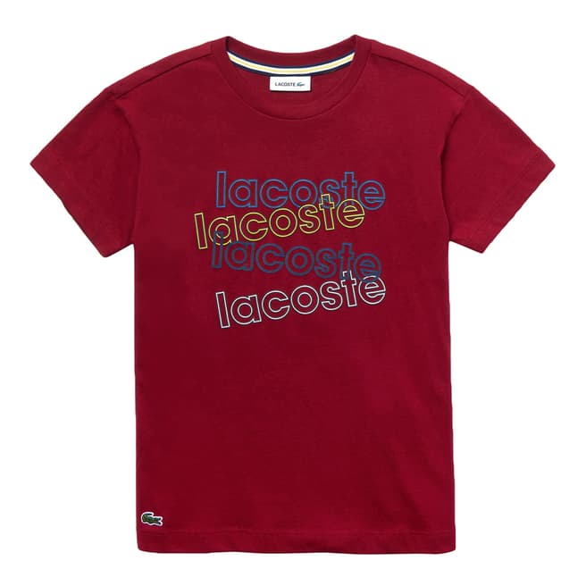 Lacoste Boy's Red Logo Print T Shirt