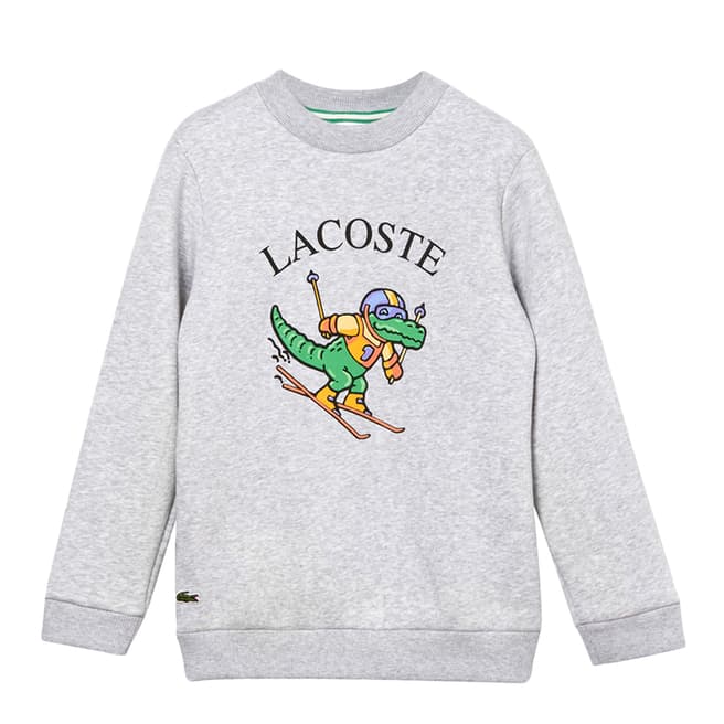 Lacoste Boy's Grey Fun Crocodile Print Sweatshirt