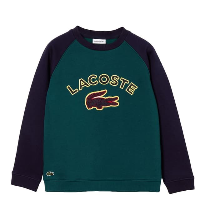 Lacoste Boy's Green/Navy Croc Patch Sweatshirt