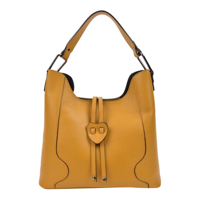 Carla Ferreri Yellow Leather Shoulder Bag 