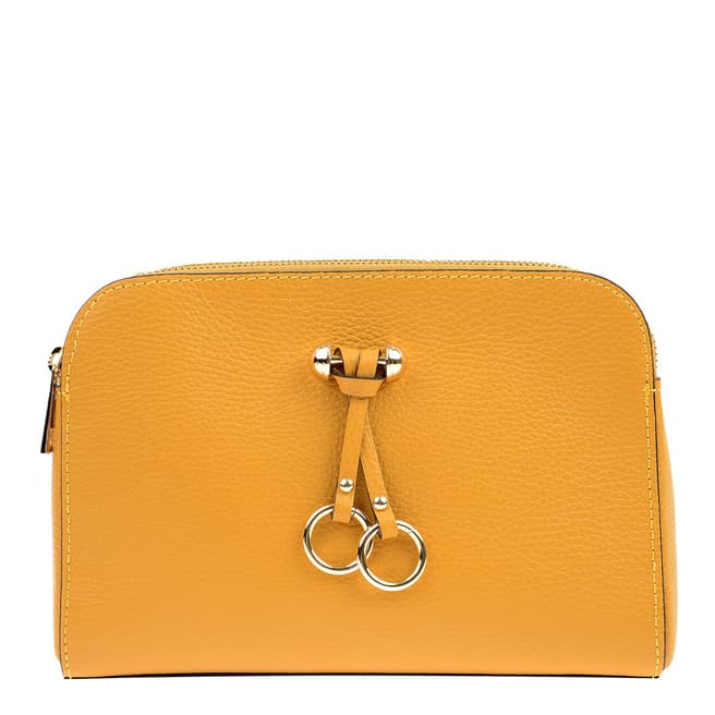 Carla Ferreri Yellow Leather Crossbody Bag 