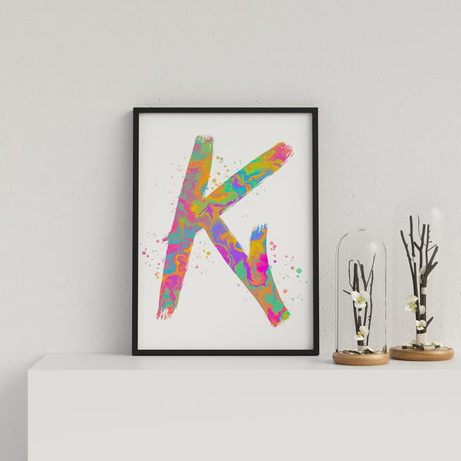 Vouvart Letter 'K' Oil Spill Typography Framed Print 44x33cm