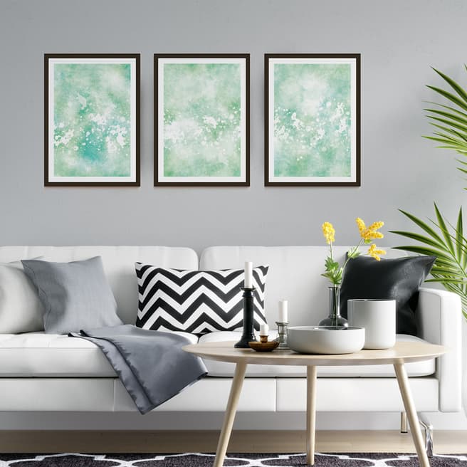Vouvart Set of 3 Green Abstract Cloudy Blur Prints