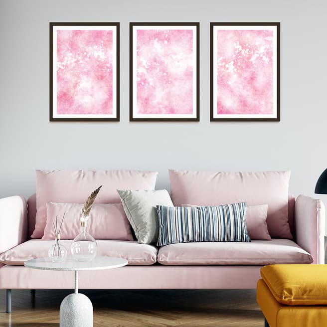 Vouvart Set of 3 Pink Abstract Cloudy Blur Prints