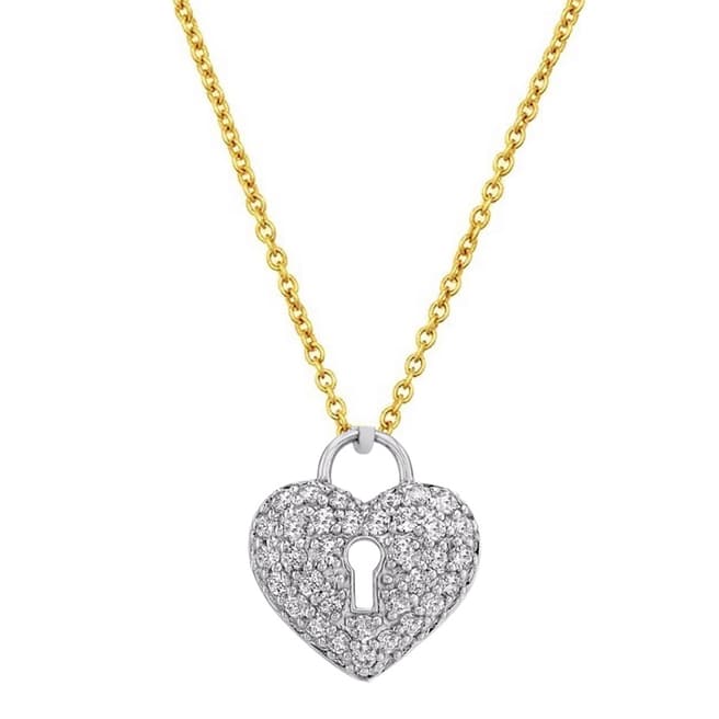 Liv Oliver 18K Gold Plated Two Tone Heart Charm Necklace